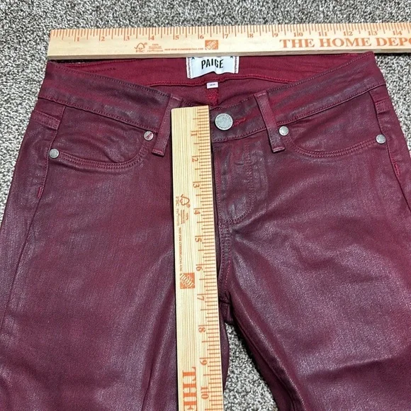 Paige verdugo ankle Shiraz silk coated skinny ankle jeans denim deep red wine - Picture 5 of 15